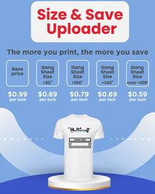 DTF Print-Ready File Uploader - Size-Based Pricing
